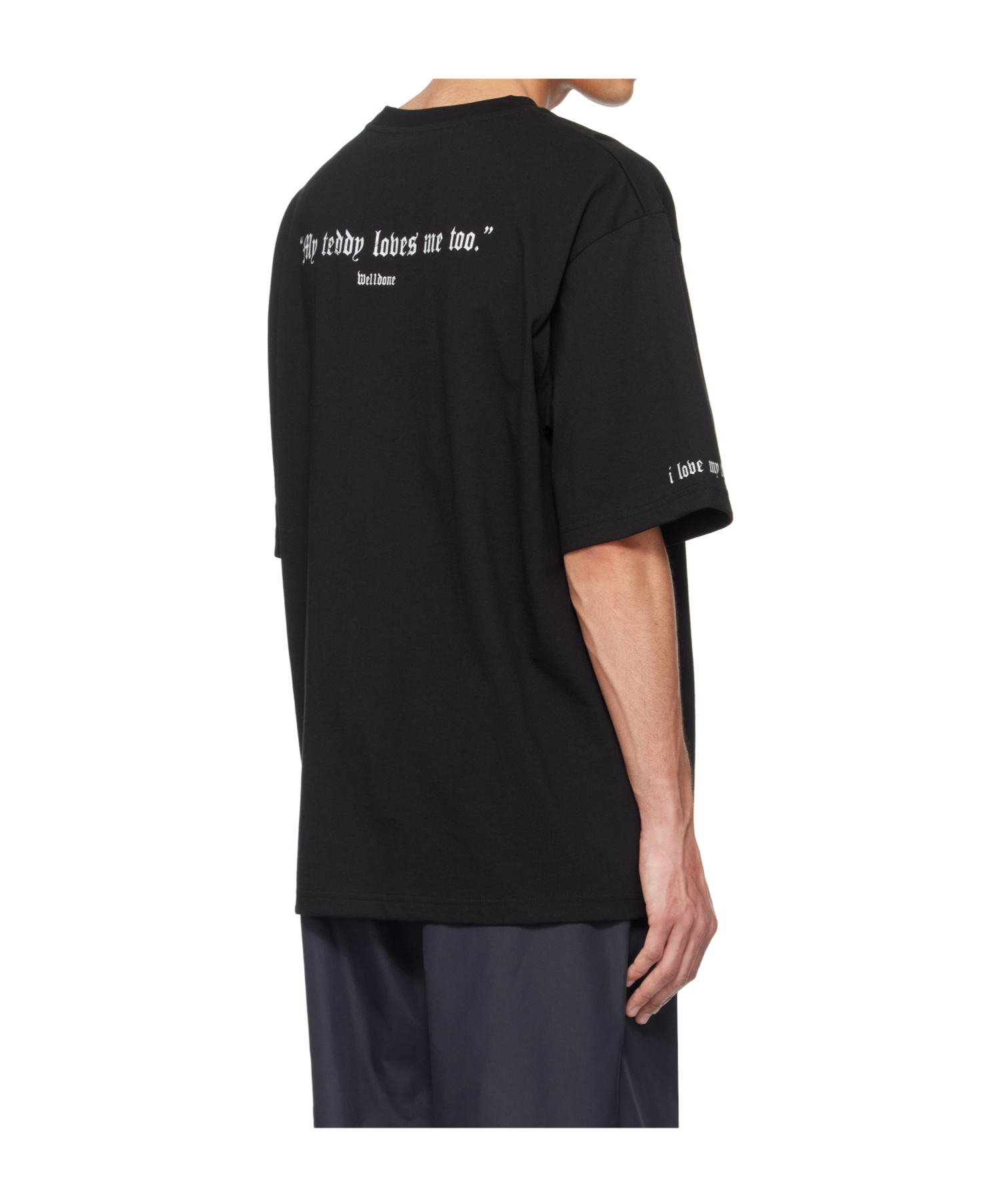 We11 Done Black Teddy Sleeved T-shirt In Black
