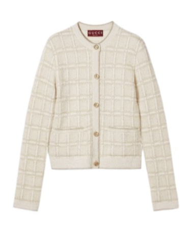 Gucci Checked Lamé Wool-blend Jacquard Blazer In White