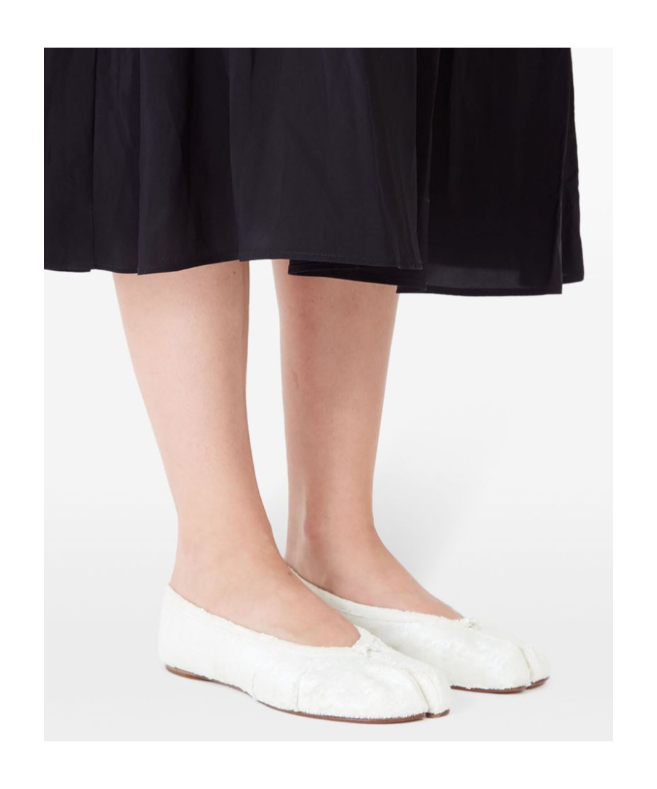 Maison Margiela 'tabi' White Ballerina Flats With Split-toe In Nappa Leather Woman In White