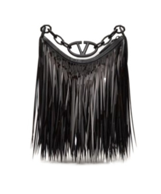 VALENTINO GARAVANI VLOGO MOON MINI HOBO BAG WITH SEQUIN FRINGES