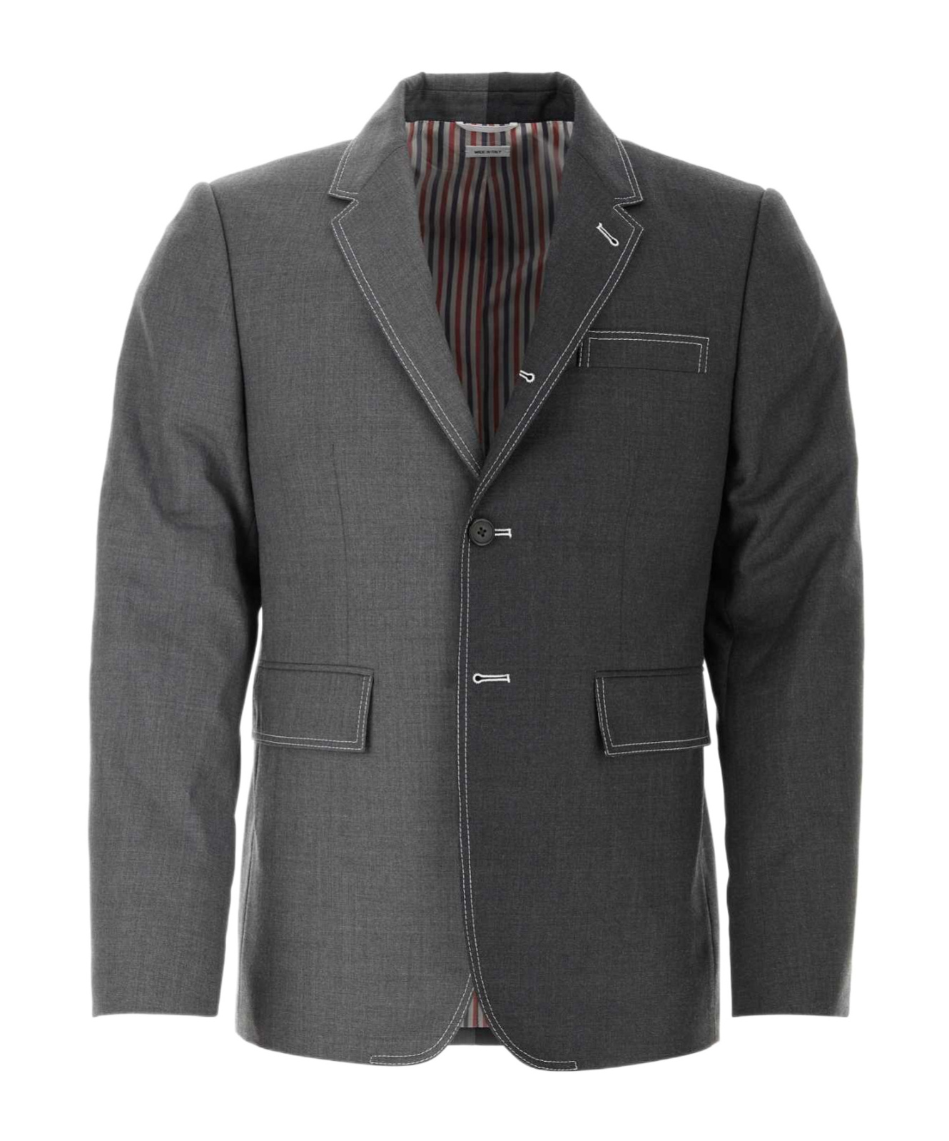 Thom Browne Two-tone Twill Blazer With Button Cuffs In Medium Gray