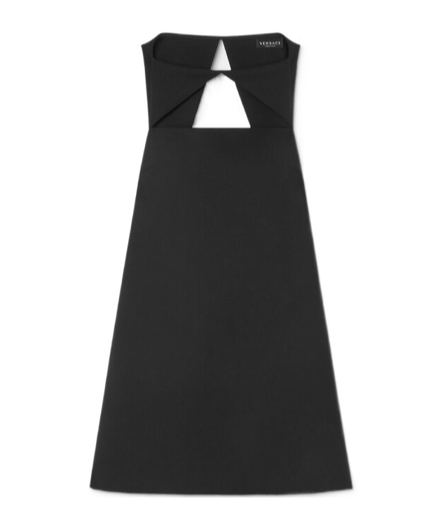Versace Wool Blend Straight Mini Dress With Cut-out In Black