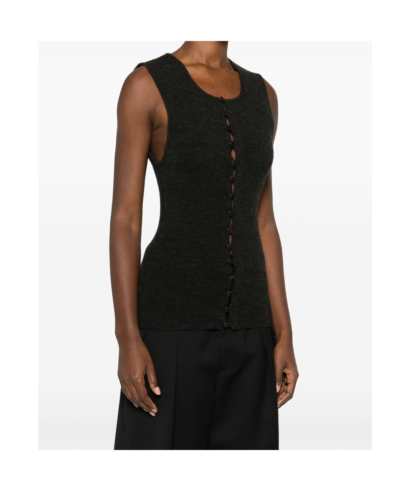 Lemaire Sleeveless Knitted Cardigan In Black