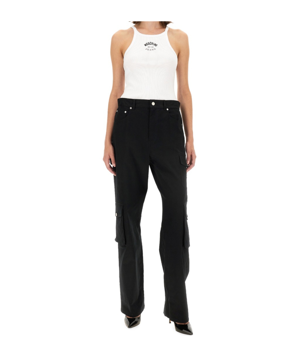 Moschino Utility Cargo Pants Button Detailing In Black