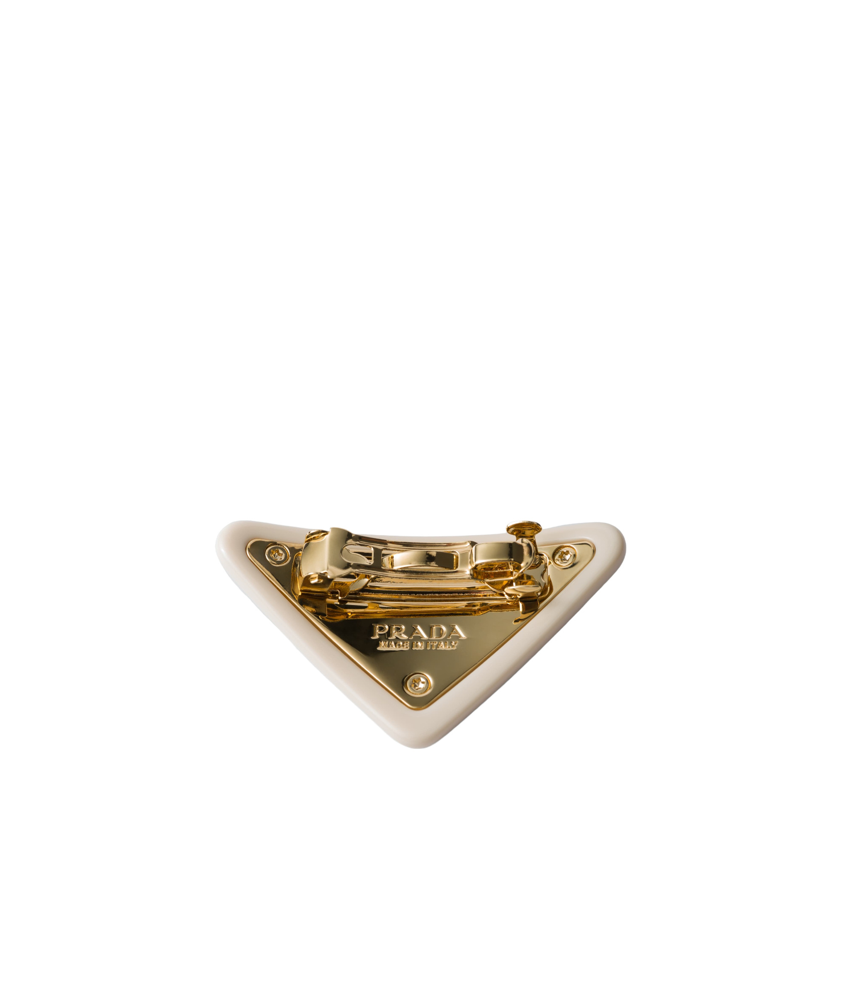 Prada Triangle Plexiglass Barrette In Yellow