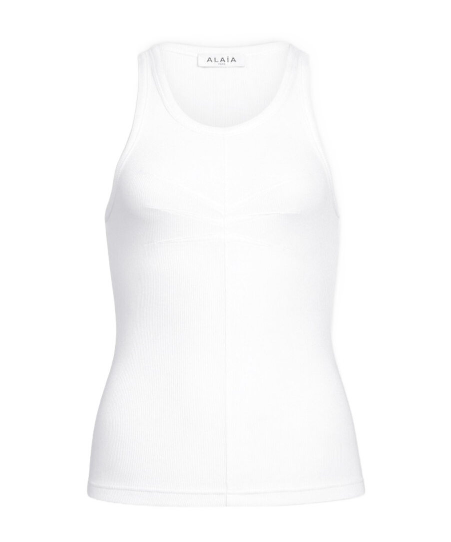 Alaïa Darts Cotton Tank Top In White