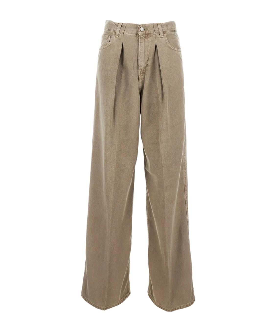 Haikure Candy Pleated Stretch Low-rise Wide-leg Jeans In Brown