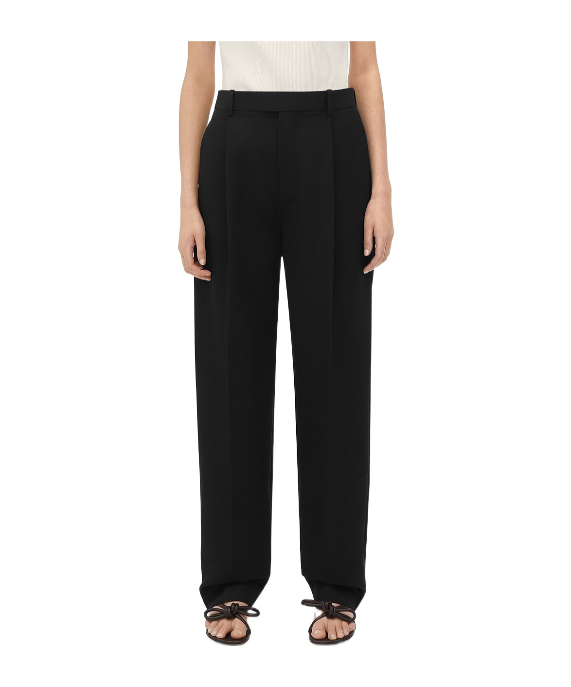 Shop Bottega Veneta Wool Grain De Poudre Trousers In Black
