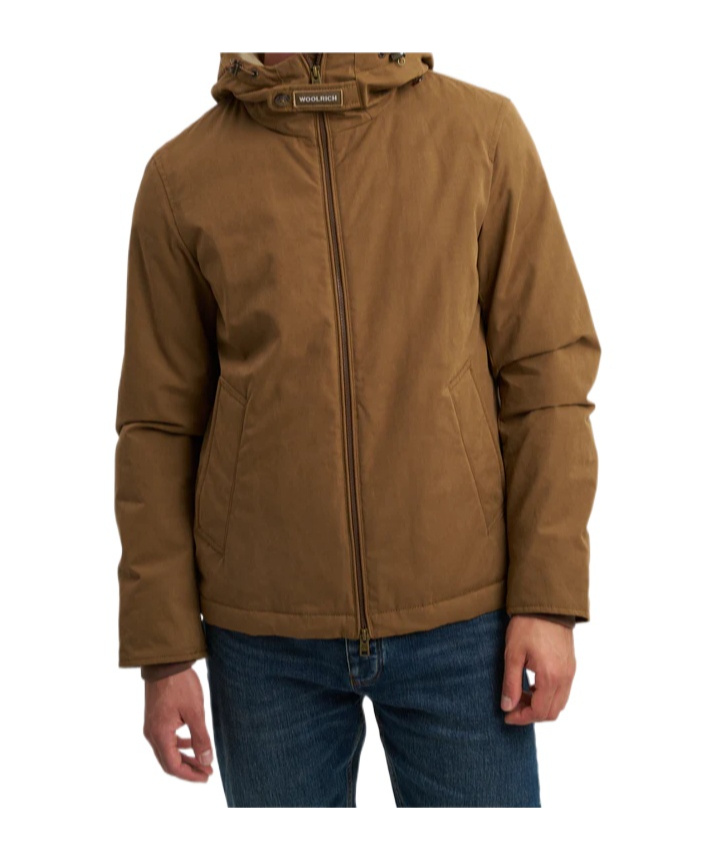Woolrich Padded Brown Jacket With Adjustable Hood In Brown