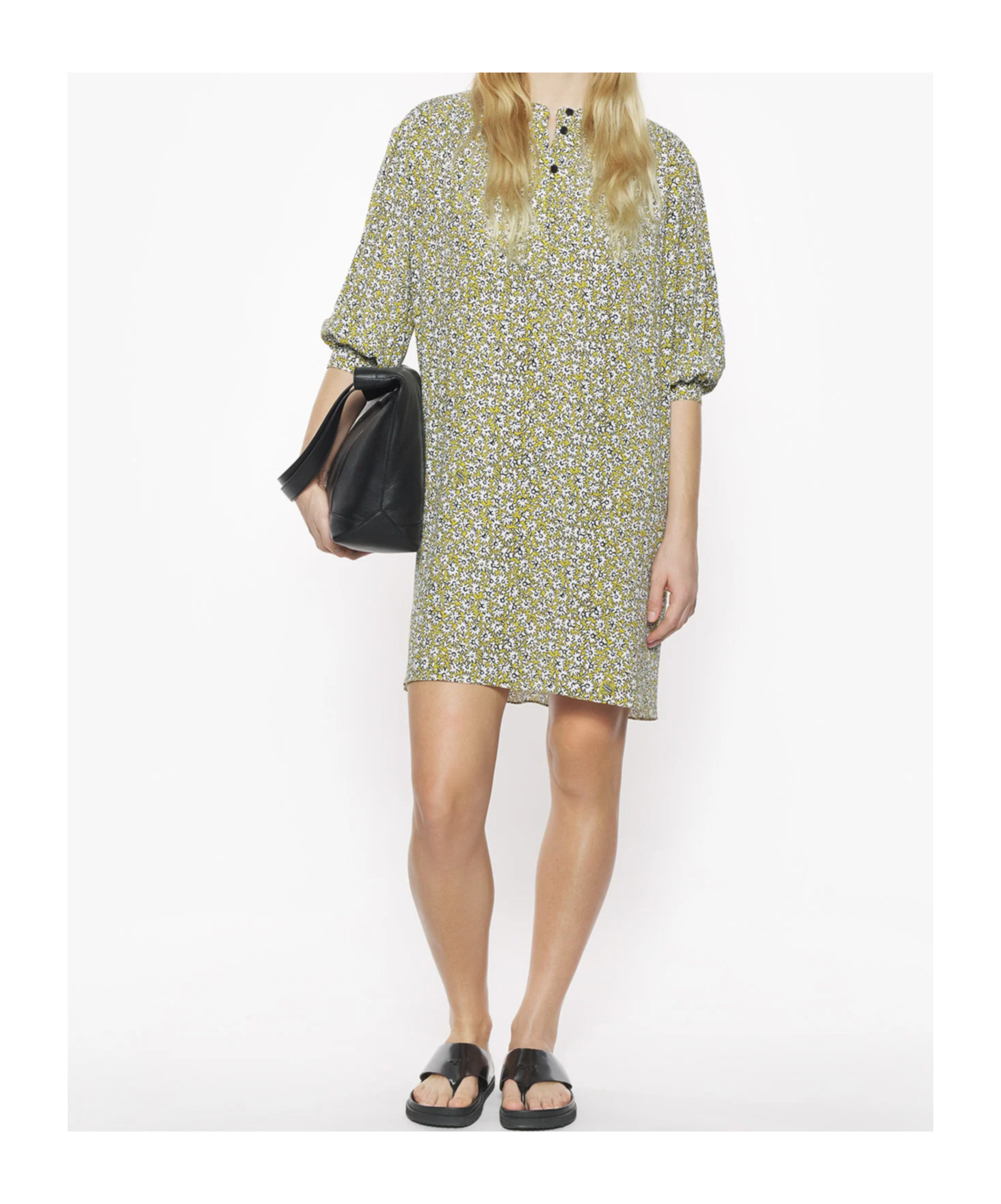 Shop Maison Kitsuné Tunic Gathered Dress In Mimosa Printing