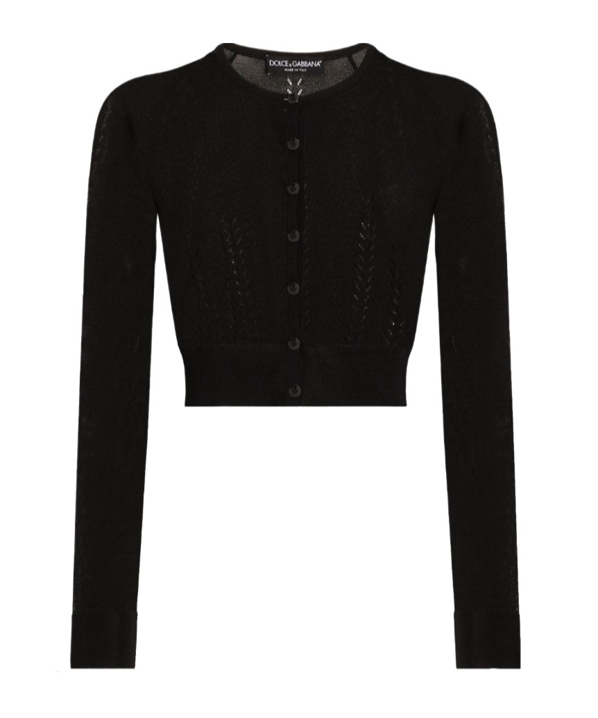 Dolce & Gabbana Long-sleeved Knitted Cardigan In Black