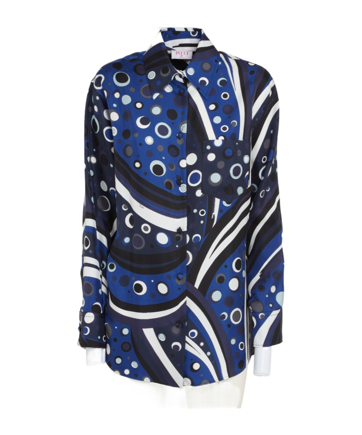 Pucci Printed Long-sleeve Button-down Shirt In Blue
