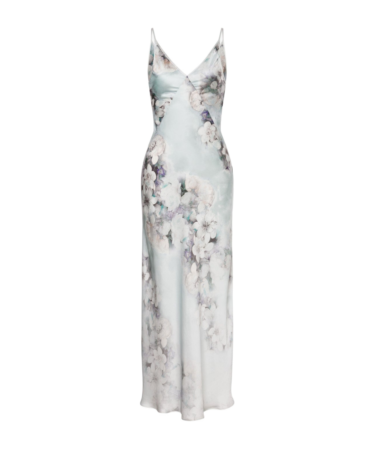 Alberta Ferretti Floral Print Maxi Dress With V-neckline In White