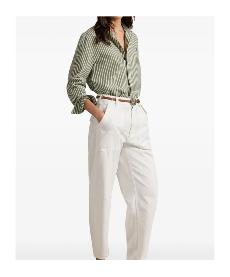 Polo Ralph Lauren Striped Long-sleeve Shirt In Green