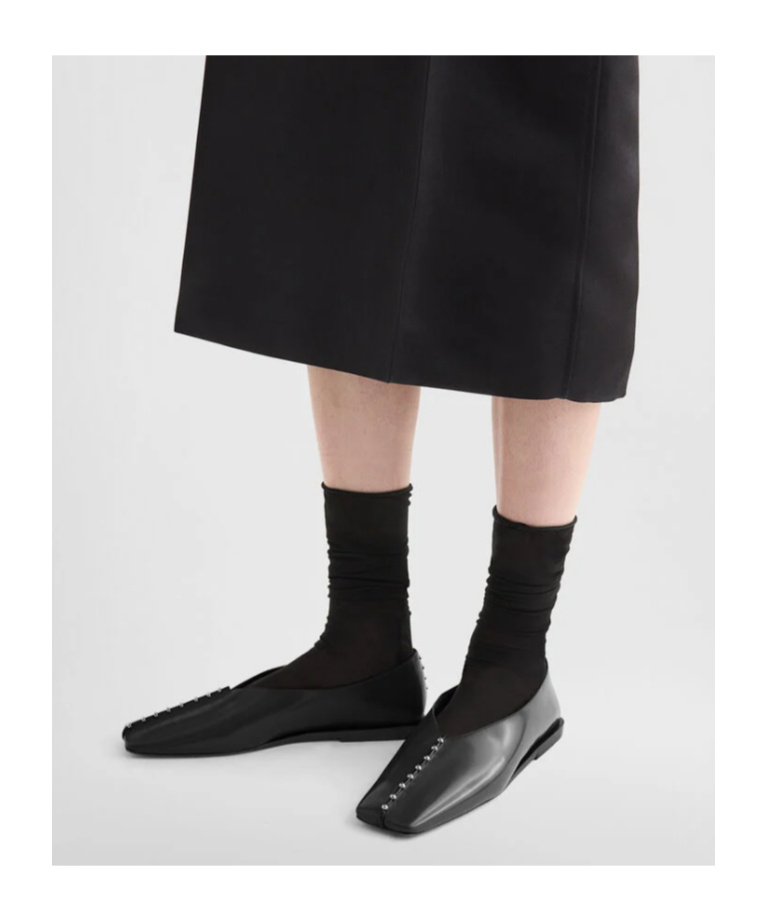 Jil Sander Studded Pointed-toe Flats In Black