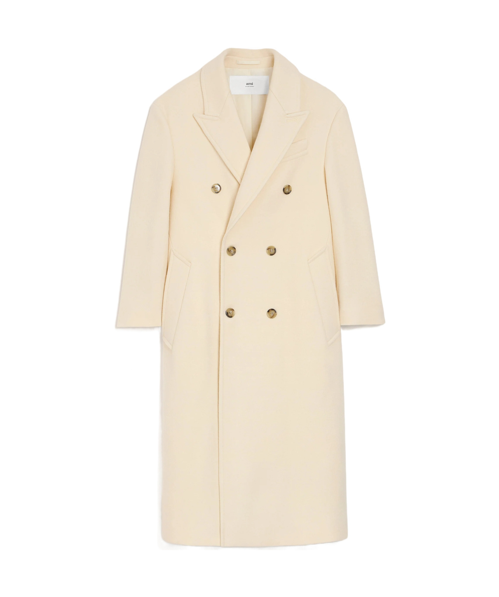 Ami Alexandre Mattiussi White Wool Double Breasted Long Coat White In Neutral