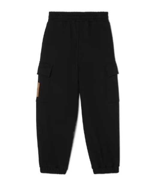 Fendi Black Jersey Fleece Junior Jog Pants With Logo In Black