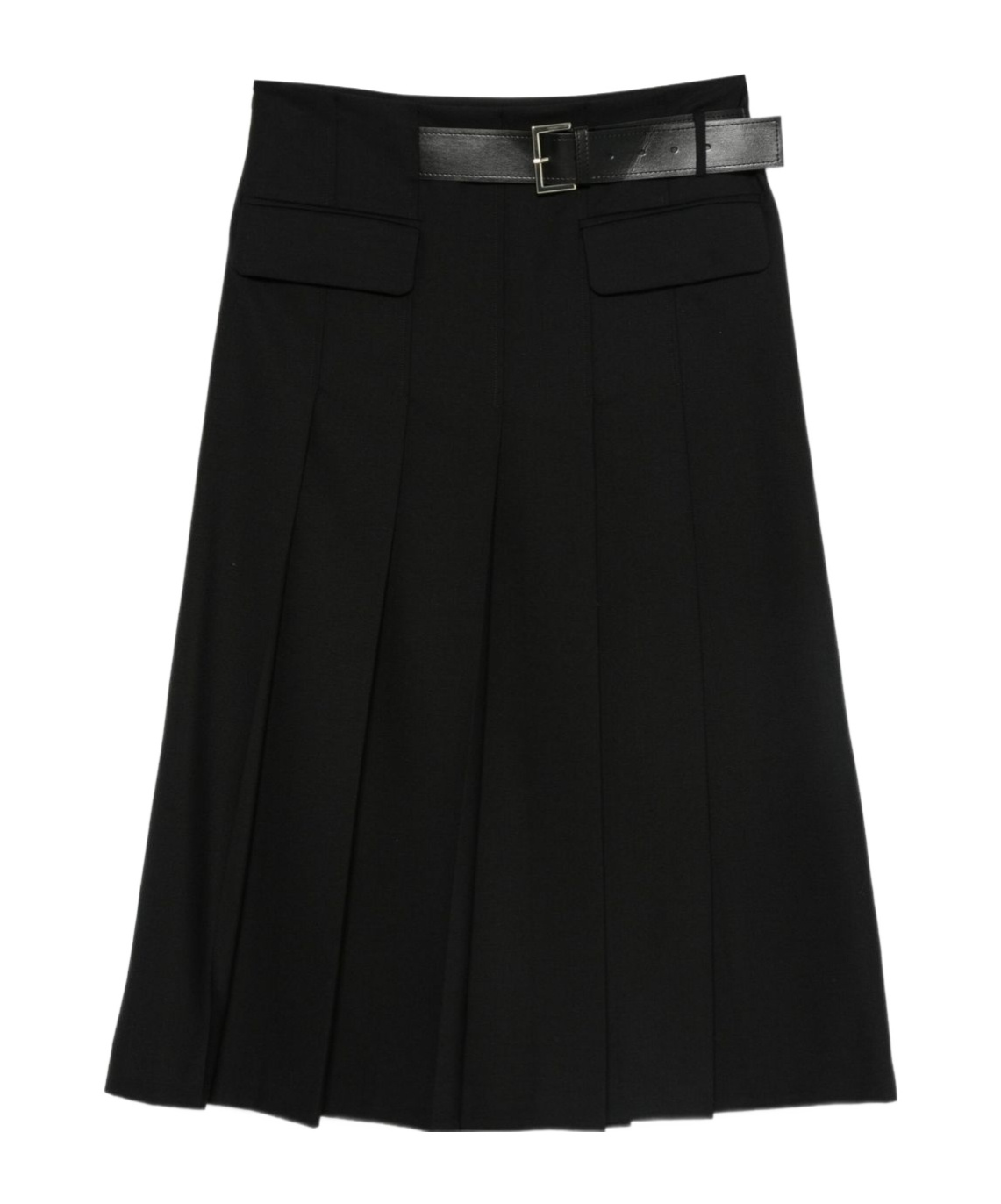 Semicouture Tracy Pleated Midi Skirt In Black