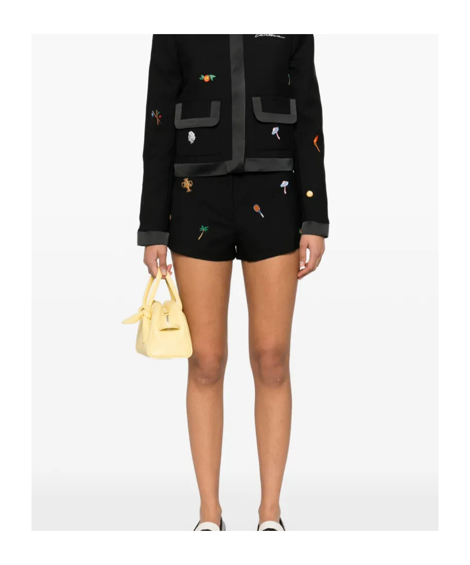 Casablanca Motif-embroidered Tailored Shorts In Black