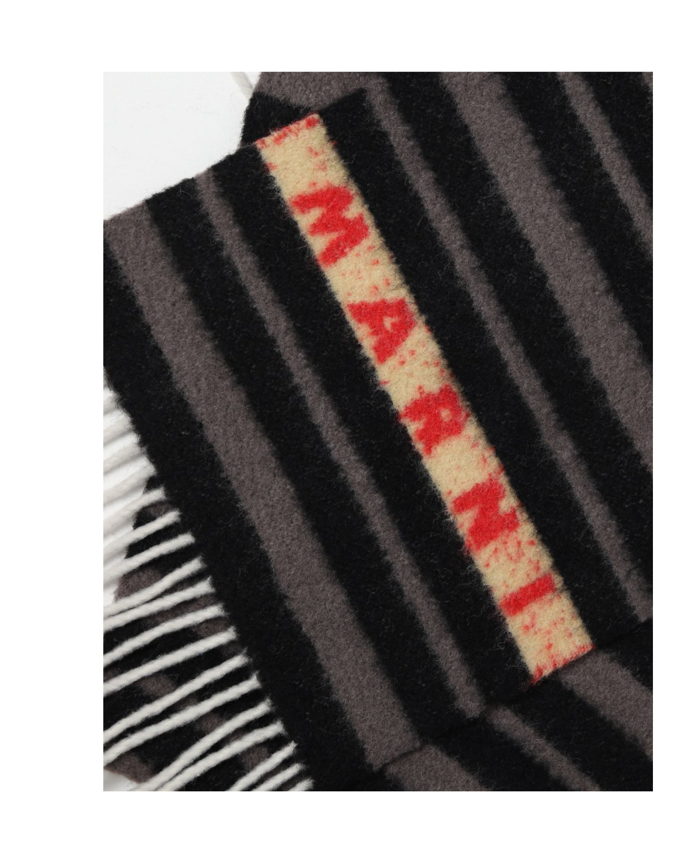 Marni Striped Wool Scarf In Black