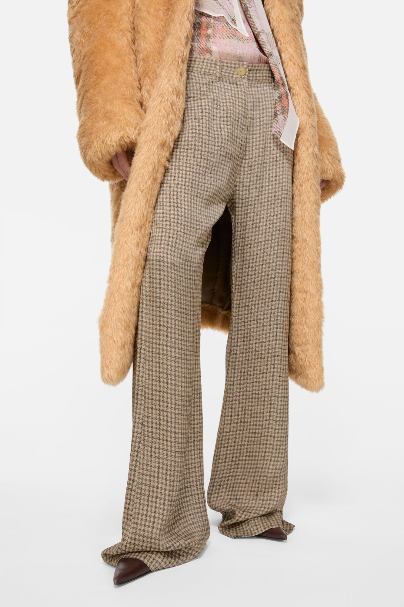 Acne Studios Pleated Cropped Pants In Brown