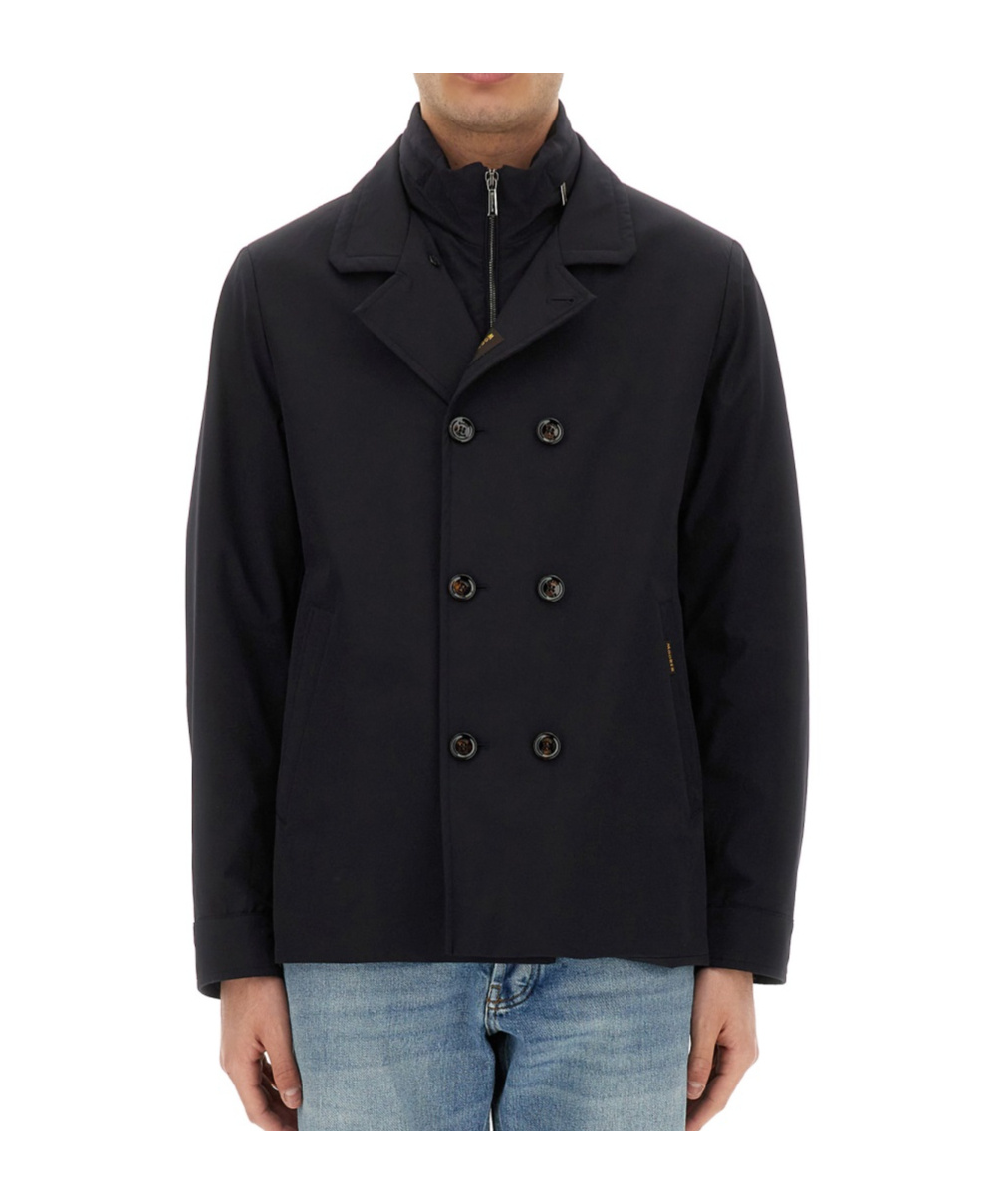 Moorer Double-breasted Jacket Lined Hidden Hood In Black