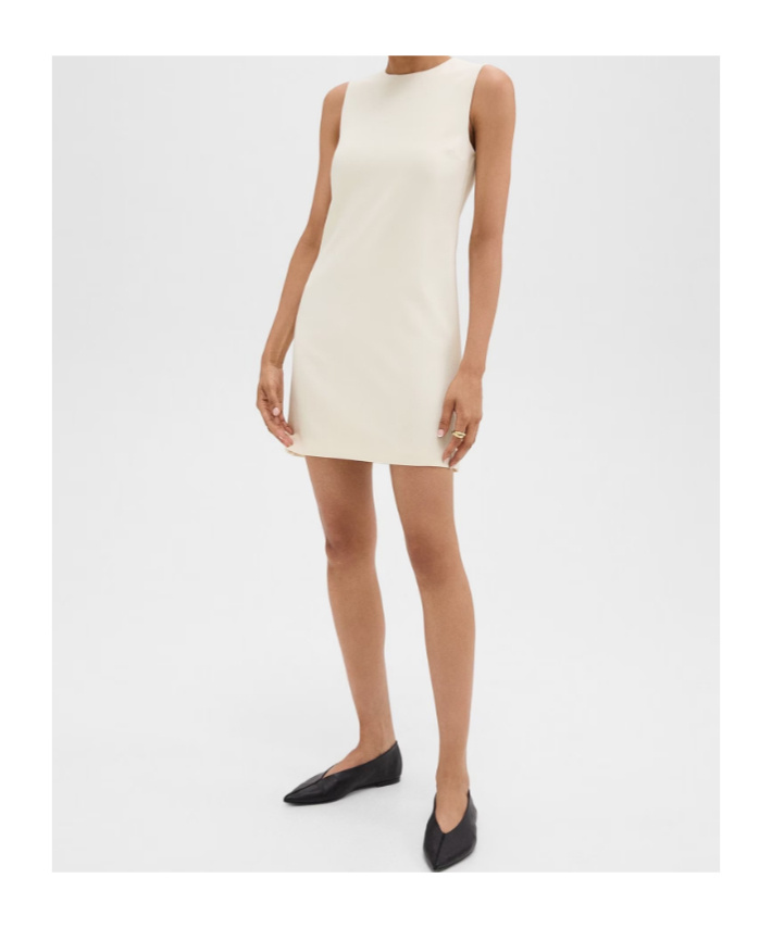 Shop Theory Crewneck Sleeveless Shift Dress In White