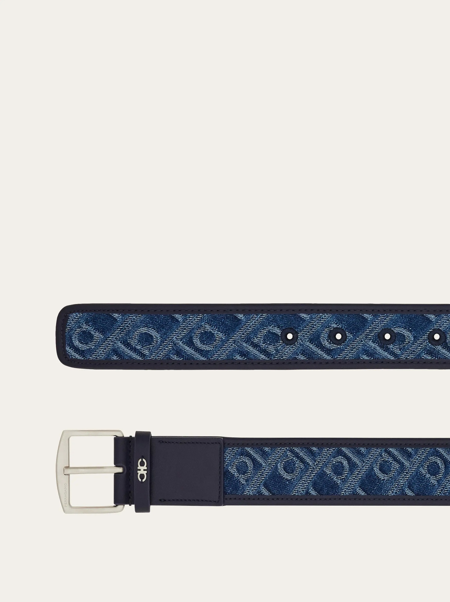 Ferragamo Lettering Belt In Blue