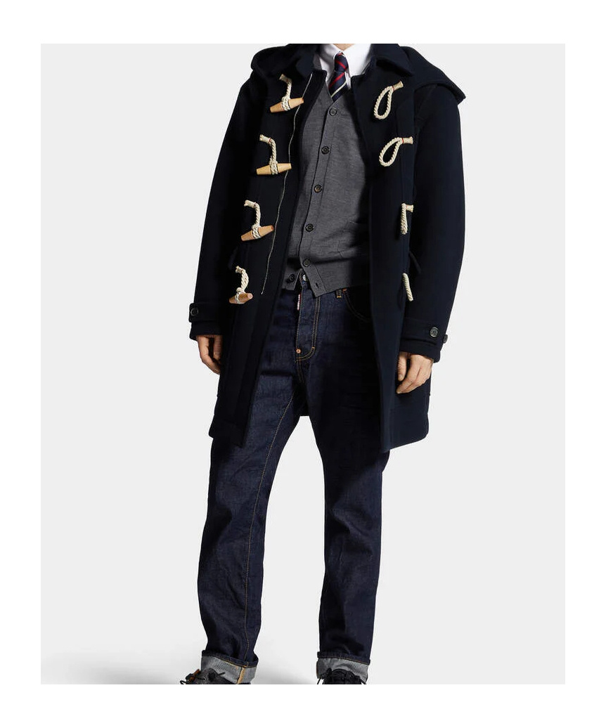 Dsquared2 Hooded Duffle Coat In Blue