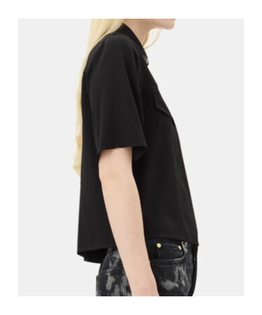 Ganni Twill Blouse In Black