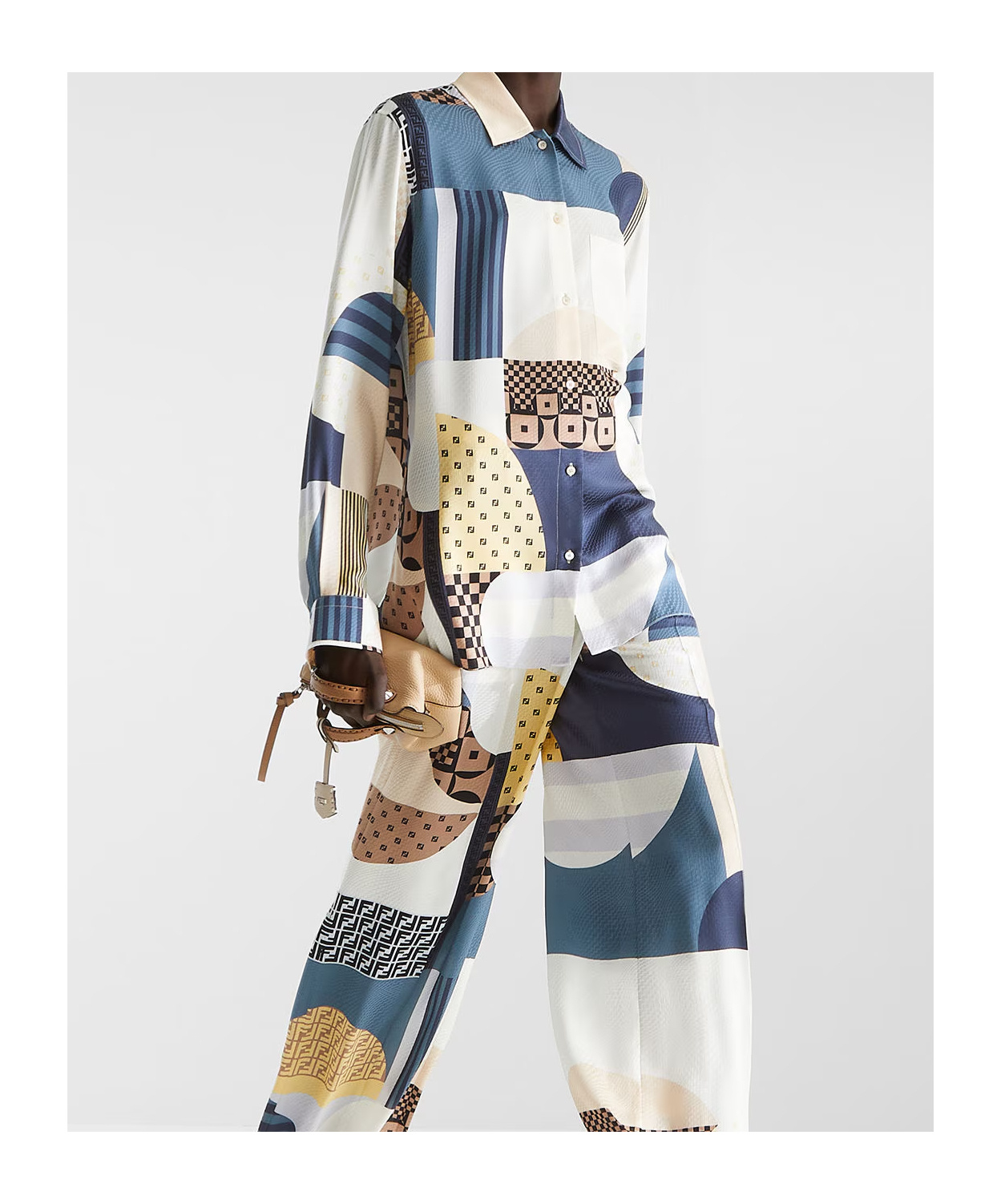 Fendi Camicia In Seta Stampata Donna In Multi