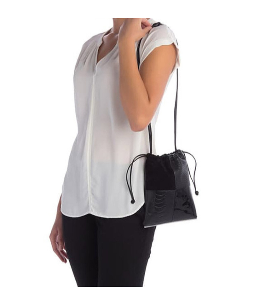 Alexander Wang Drawstring Splicing Shoulder Bag In Black