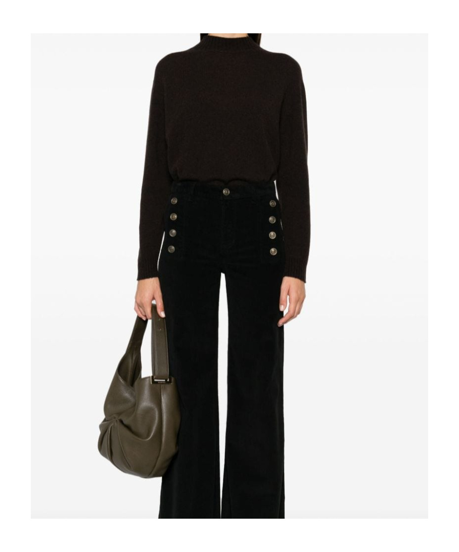 Twinset Twin-set Brushed Cashmere Mock Neck Sweater In Black