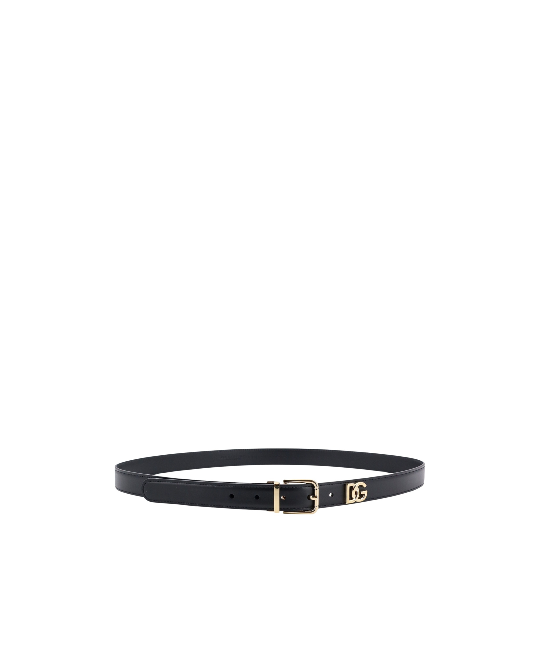 Dolce & Gabbana Leather Belt With Metal Monogram In Black