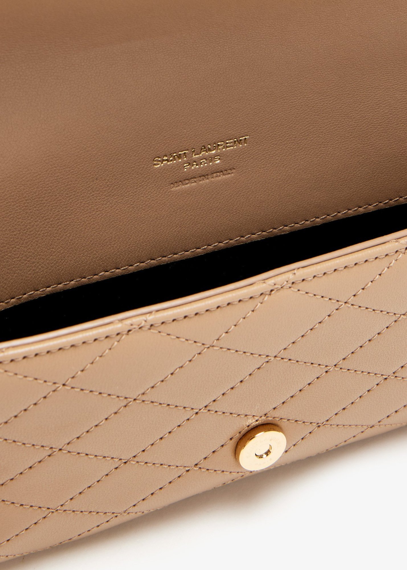 Saint Laurent Gaby Phone Holder Ysl Crossbody Bag In Quilted Smooth Leather In Nude
