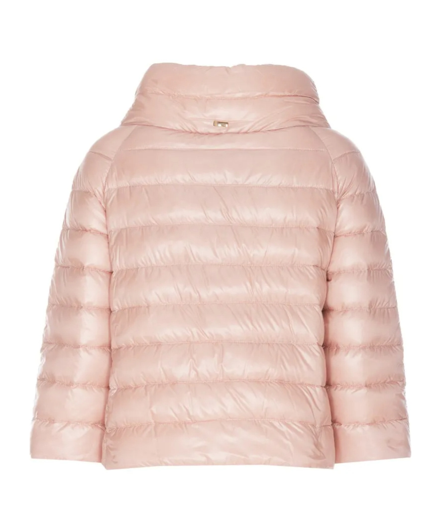 Herno Funnel Neck Straight Hem Down Jacket In Pink