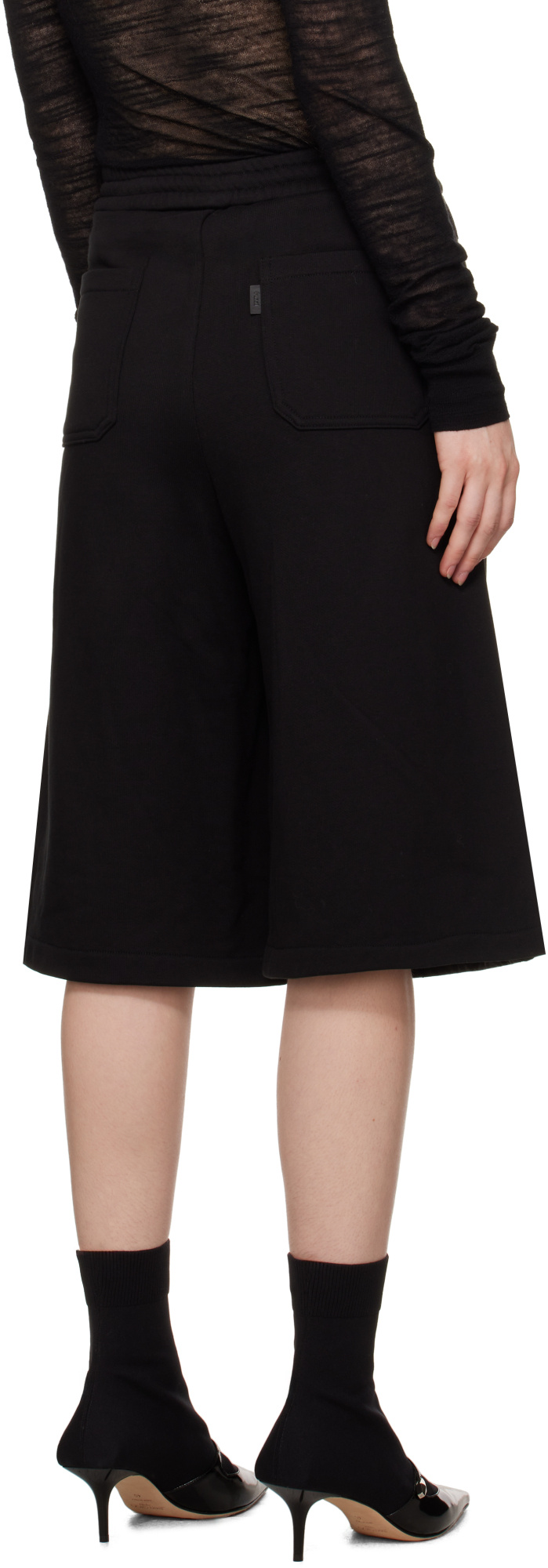 Juunj Patched Jersey Denim Shorts In Black