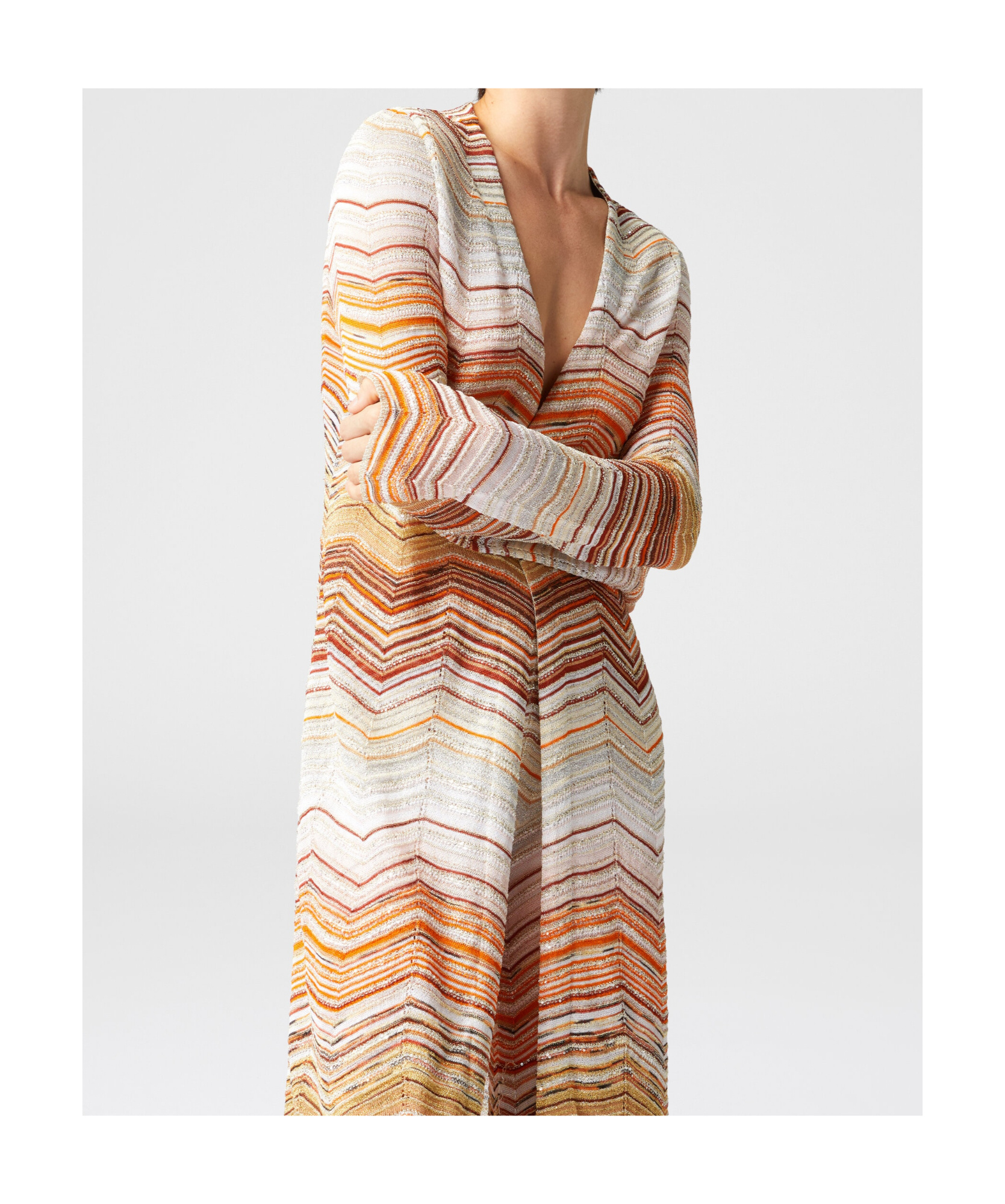 MISSONI CHEVRON-WOVEN LUREX CARDI-COAT