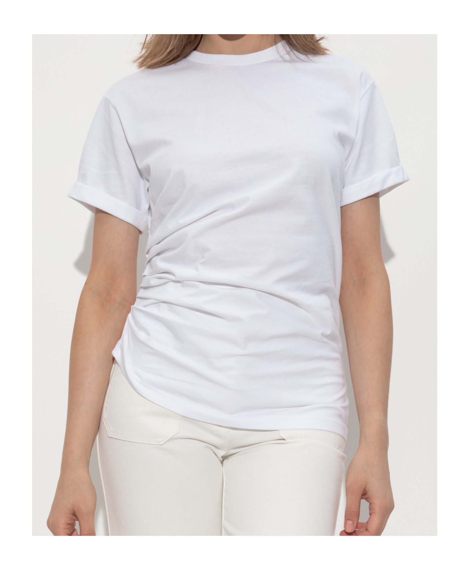 Victoria Beckham Asymmetrical White Cotton T-shirt In White
