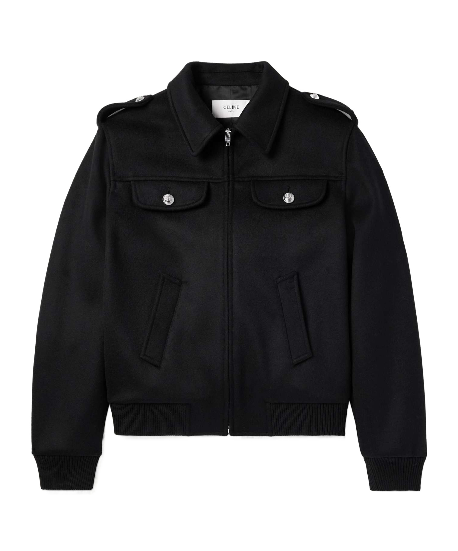Celine Embellished Cashmere Bomber Jacket In Black
