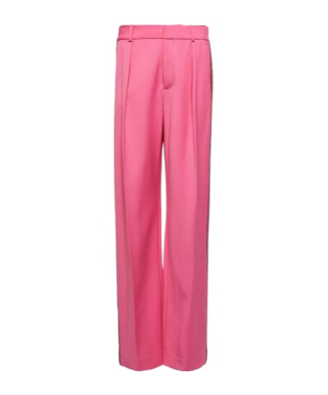 Area Embellished Wool Wide-leg Pants In Pink