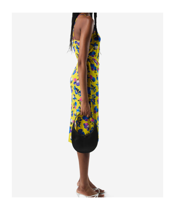 Coperni Floral Print Wrap Dress With Tie Waist In Printed Yellow Apple