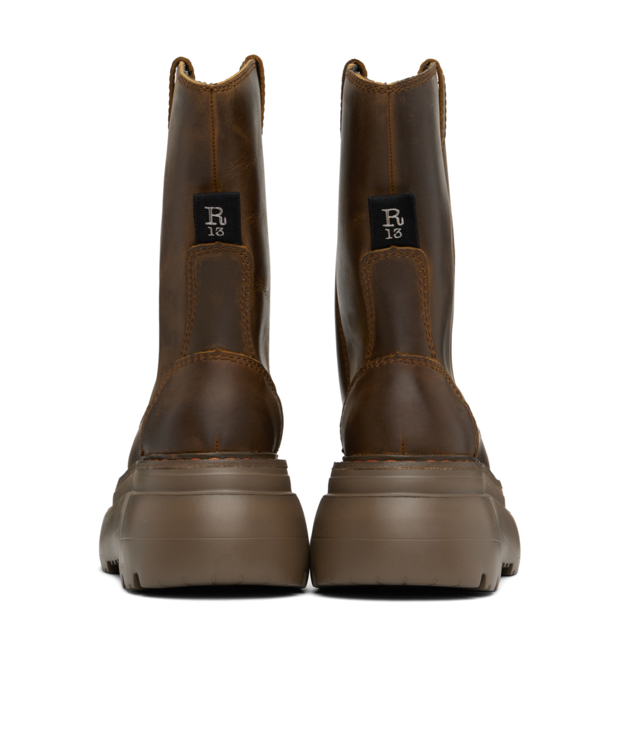 R13 Round Toe Ankle Boots In Green