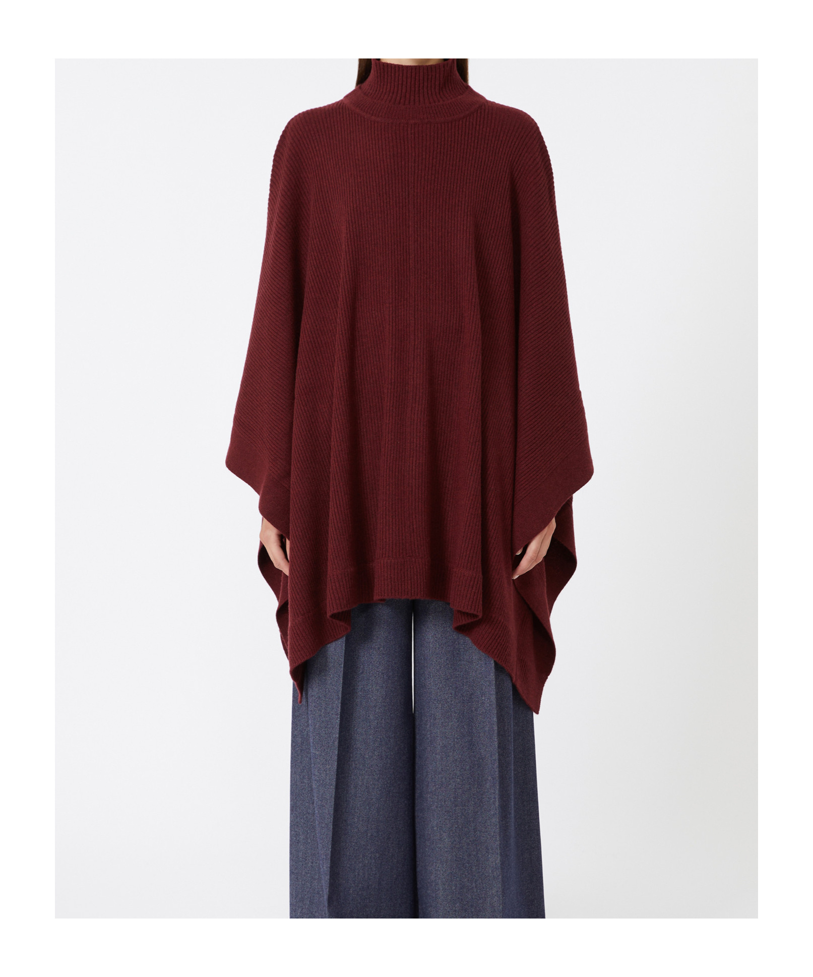 Max Mara Cashmere Cape In Burgundy