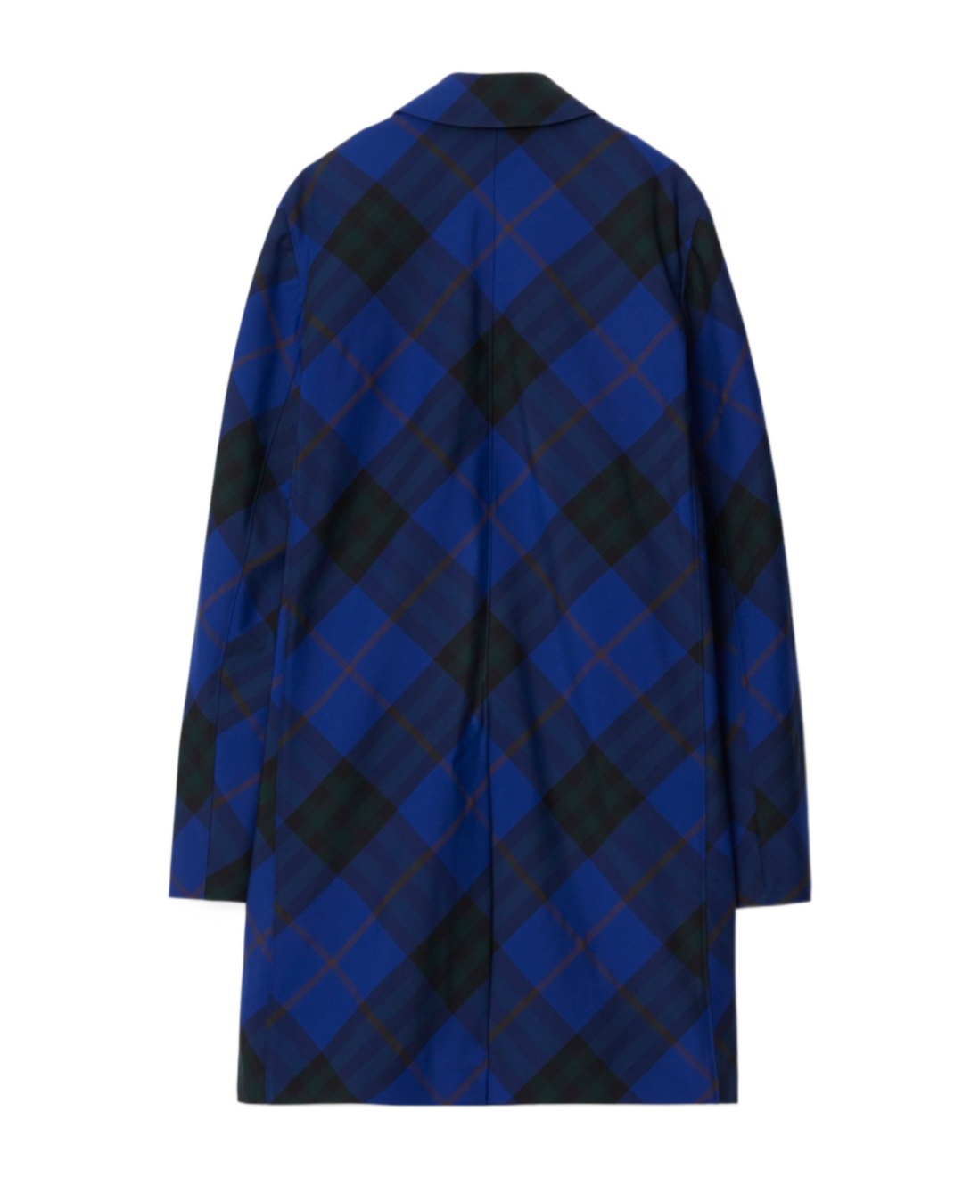 Burberry Checked Twill Single-breasted Car Coat In Blue