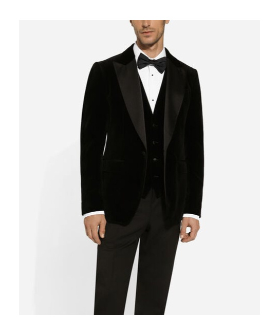 Dolce & Gabbana Black Velvet Single Breasted One Button Blazer