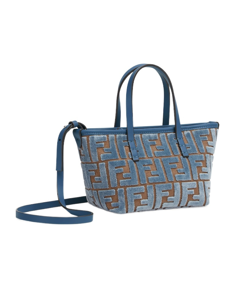 Fendi Women Embroidered Chenille Mini Roll Handbag In Blue