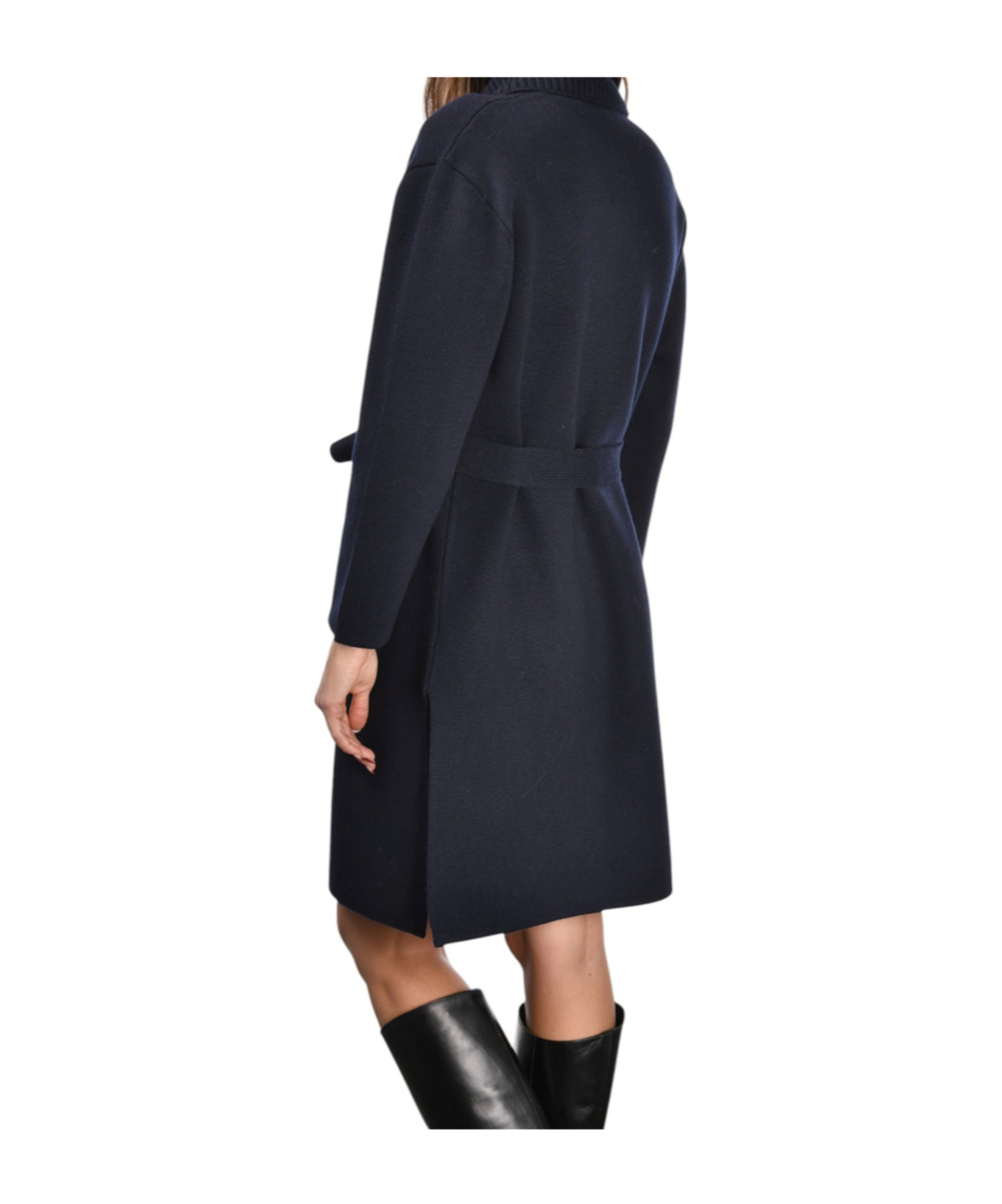 Gran Sasso Knitted Belted Coat In Blue