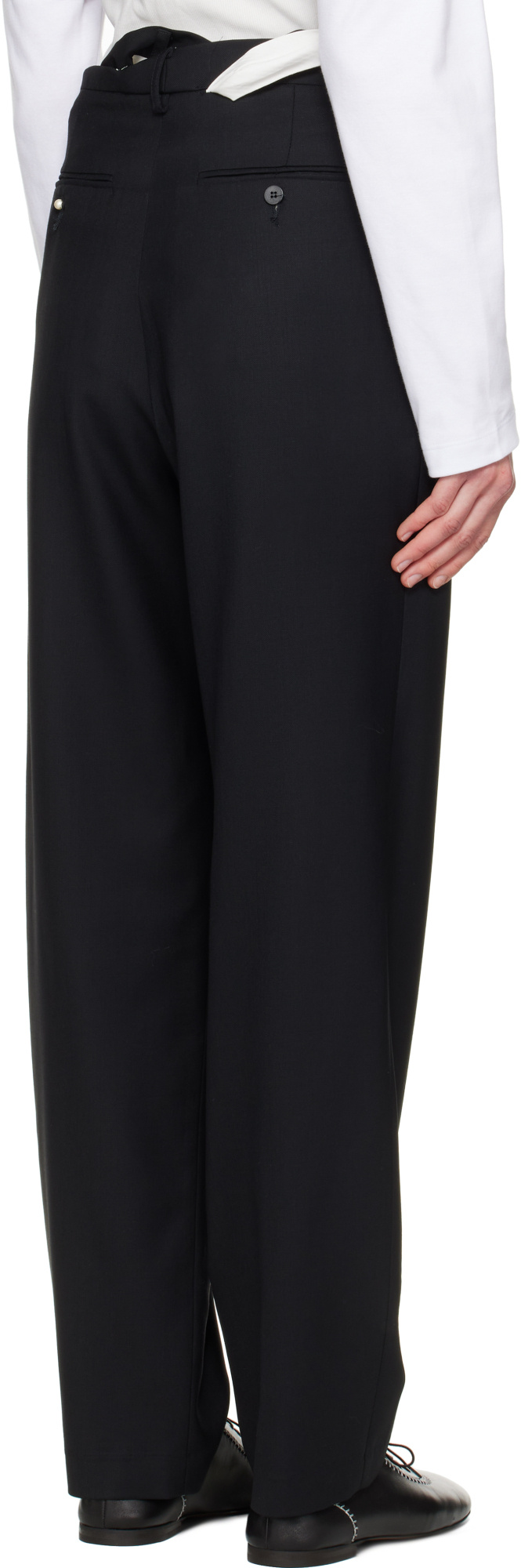 Magliano Black Link Double Pleats Trousers In Black
