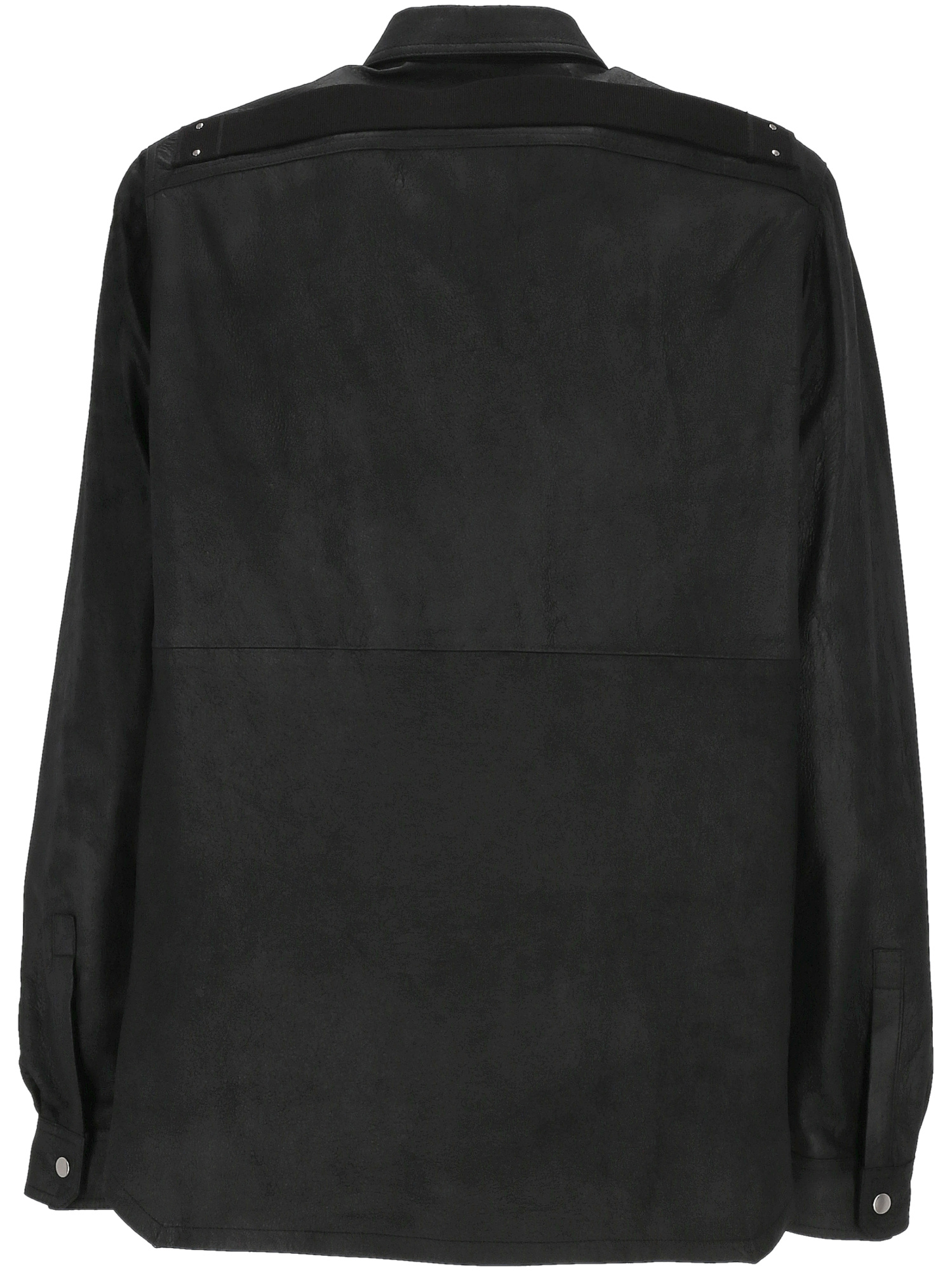 Shop Rick Owens Leather Shirt Jacket In Black